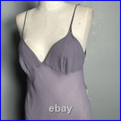 Victoria's Secret Women's Silk Sheer Lace Detail Lavender Slip Chemise size L