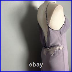 Victoria's Secret Women's Silk Sheer Lace Detail Lavender Slip Chemise size L