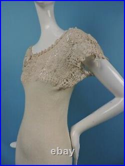Victorian 19th C Unusually Long Jersey Slip W Lace Top Great As A Dress
