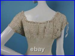 Victorian 19th C Unusually Long Jersey Slip W Lace Top Great As A Dress