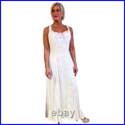 Victorian Chemise Night Gown White Cotton Lace Slip Dress 1900s Cottagecore M