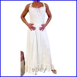 Victorian Chemise Night Gown White Cotton Lace Slip Dress 1900s Cottagecore M