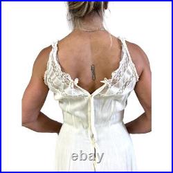 Victorian Chemise Night Gown White Cotton Lace Slip Dress 1900s Cottagecore M