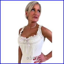 Victorian Chemise Night Gown White Cotton Lace Slip Dress 1900s Cottagecore M