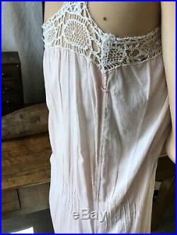 Victorian Slip Dress Edwardian Silk Cotton Lace Antique Slip Dress