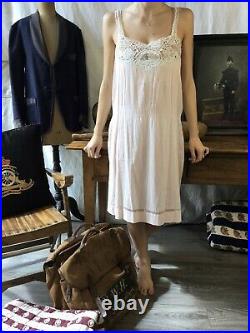 Victorian Slip Dress Edwardian Silk Cotton Lace Antique Slip Dress Vtg Lace
