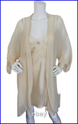 Victorias Secret Vintage Gold Label Silk Slip Dress and Robe Sz M Deadstock NWT