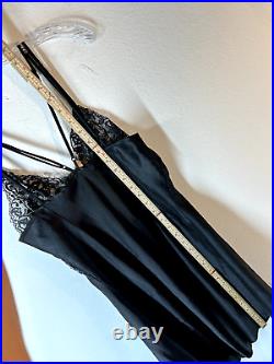 Victorias Secret Womans Slip Dress Black Lace Satin VINTAGE LATE 1970s Lingerie