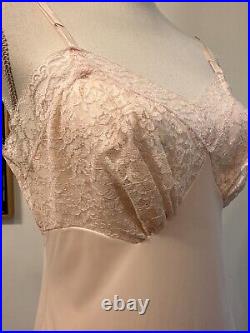 Vintag 50s VANITY FAIR Sz 34 Full Dress Slip Chemise Nylon Chiffon Lace Peignoir