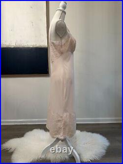 Vintag 50s VANITY FAIR Sz 34 Full Dress Slip Chemise Nylon Chiffon Lace Peignoir