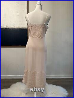 Vintag 50s VANITY FAIR Sz 34 Full Dress Slip Chemise Nylon Chiffon Lace Peignoir