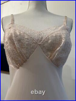 Vintag 50s VANITY FAIR Sz 34 Full Dress Slip Chemise Nylon Chiffon Lace Peignoir