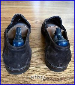 Vintage 100% BIJAN! Brown Suede Leather Slip On Loafers Dress Shoes Mens Size 9