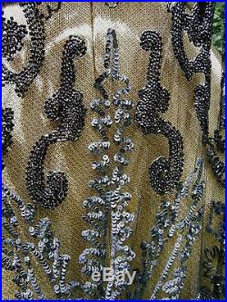 Vintage 1900's Heavily Beaded 1920's DRESS length 50 overdress