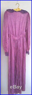 Vintage 1920's Purple Satin & French lace Dressing Gown Downton Abbey Slip Dress