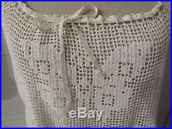 Vintage 1920's style flapper summer slip dress with hand crochet lace. Fits M/L