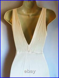 Vintage 1920s 1930s Ivory Wedding evening dress satin crepe slip dress size 6 8