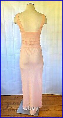 Vintage 1920s 1930s Negligee Peach Pink Silk Crepe Maxi Slip Dress 30 32 XS S