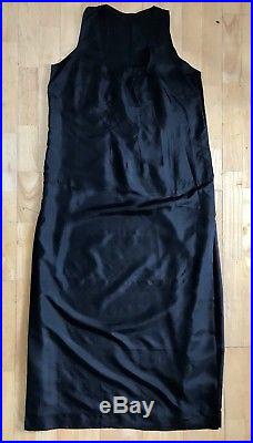 Vintage 1920s Black Silk Negligee Nightdress Deco Shift Slip Chemise Beautiful