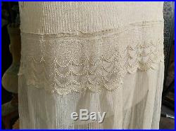 Vintage 1920s Dress. Cotton Net Lace. Sheer. Sz Small. Chemise. Slip Dress