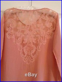 Vintage 1920s Dress Elegant Pink Silk Lace Wedding Cocktail Party Matching Slip