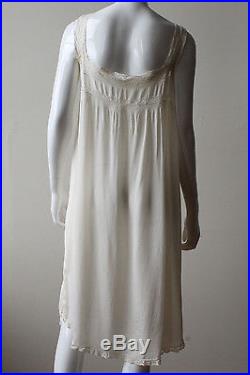 Vintage 1920s Lingerie Chemise Slip Dress with Lace Inlay, Teddy Nightgown