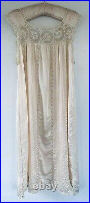 Vintage 1920s Mandel Bros Art Deco Flapper Silk Lace Crochet Slip Dress