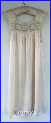 Vintage 1920s Mandel Bros Art Deco Flapper Silk Lace Crochet Slip Dress