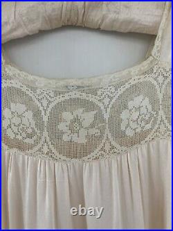 Vintage 1920s Mandel Bros Art Deco Flapper Silk Lace Crochet Slip Dress