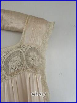 Vintage 1920s Mandel Bros Art Deco Flapper Silk Lace Crochet Slip Dress