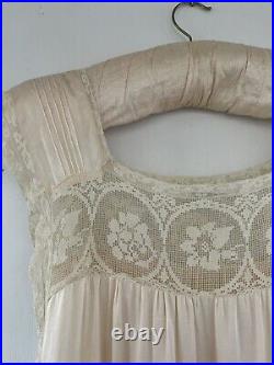 Vintage 1920s Mandel Bros Art Deco Flapper Silk Lace Crochet Slip Dress