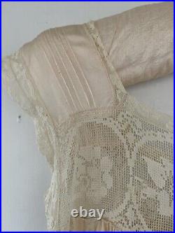 Vintage 1920s Mandel Bros Art Deco Flapper Silk Lace Crochet Slip Dress