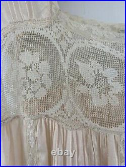 Vintage 1920s Mandel Bros Art Deco Flapper Silk Lace Crochet Slip Dress