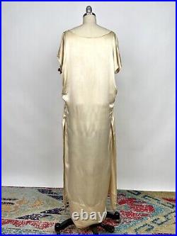 Vintage 1920s Plus Sized Cream Ivory Silk Slip Dress Buttons Snap Closures AS IS