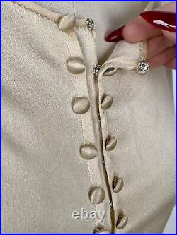 Vintage 1920s Plus Sized Cream Ivory Silk Slip Dress Buttons Snap Closures AS IS