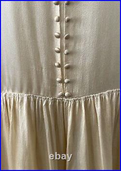 Vintage 1920s Plus Sized Cream Ivory Silk Slip Dress Buttons Snap Closures AS IS