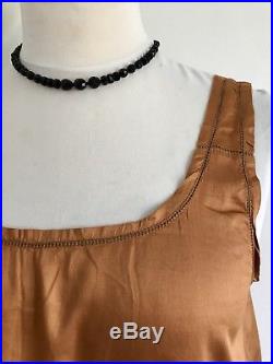 Vintage 1920s Slip Petticoat Dress 20s Art Deco Silk Rare Bronze Neera Sylk 16
