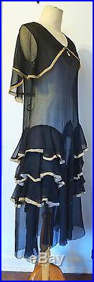 Vintage 1920s dress gown silk chiffon slip dress overdress gatsby flapper