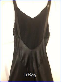 Vintage 1930's Black Bias Cut Satin Slip Dress XS/S 2/4