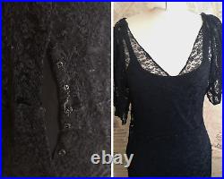Vintage 1930's Black lace dress, silk slip, lace gown