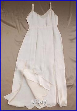 Vintage 1930's Custom Made Ivory Lace Wedding Dress With Satin Slip Size Small