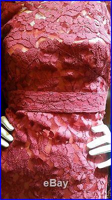 Vintage 1930's Fuchsia Rosy Pink Lace Bias Slip Dress XS SM