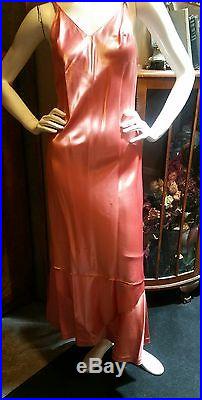Vintage 1930's Fuchsia Rosy Pink Lace Bias Slip Dress XS SM