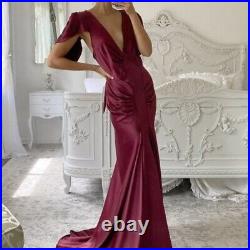 Vintage 1930 s Liquid Satin Burgundy Red Evening Gown Size Medium