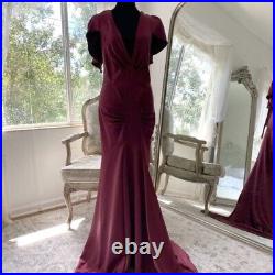 Vintage 1930 s Liquid Satin Burgundy Red Evening Gown Size Medium