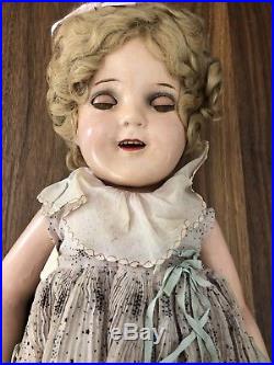 Vintage 1930s 18 All Composition Ideal SHIRLEY TEMPLE Doll, Original Dress Slip