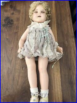 Vintage 1930s 18 All Composition Ideal SHIRLEY TEMPLE Doll, Original Dress Slip