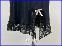 Vintage 1930s 1940s Bias Gown Sheer Lace Rayon Slip Dress lingerie Black Pink