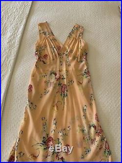 Vintage 1930s 40s Floral Rayon Crepe Slip Dress Night Dress