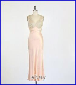 Vintage 1930s Bias Gown Sheer Lace Wedding Bridal 1940s Slipdress Slip Dress 30s
